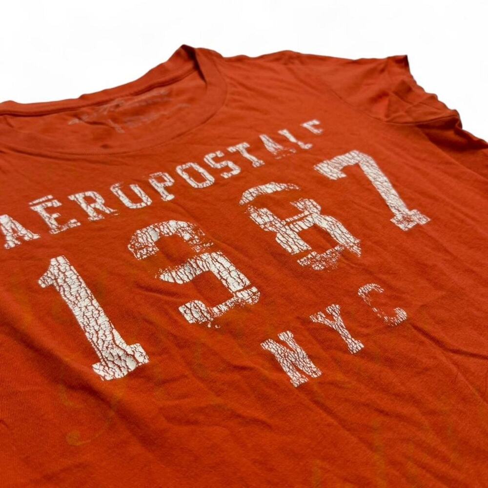 Aeropostale orange graphic baby tee Size L fitted 100% cotton La vibes - Picture 5 of 8